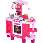 HOMCOM Cucina Giocattolo per Bambini con Luci e Suoni Realistici 38 Accessori Inclusi Rosa|Aosom.it