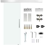 HOMCOM Porta Scorrevole in Vetro Trasparente con Binario e Maniglia in Alluminio per Bagno Cucina Studio 210x75x0.8cm