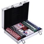 HOMCOM Valigetta Poker Professionale in Alluminio, Set Poker con 200 Fiches e 2 Mazzi per Texas hold'em e Blackjack