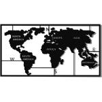 Homemania Decorazione da Parete Mappa del Mondo 90x55 cm Metallo Nero