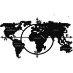 Homemania Decorazione da Parete Mappa del Mondo 100x56 cm Metallo Nero