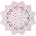 HOULIFE Houllife - Fazzoletti da donna in cotone morbido rosa chiaro fiori ricamati in tessuto con punte 6/12 pezzi 29 x 29 cm Hellpink-12 Stück Small