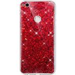 Custodie Huawei P8 Lite 2017 rosse con glitter antishock 
