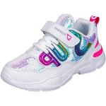 Sneakers larghezza E casual bianche numero 31 in similpelle con paillettes impermeabili per bambini 