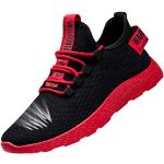 Sneakers larghezza E vintage rosse numero 43 di pelle con strass con stringhe con tacco sopra i 9 cm impermeabili platform per Uomo 