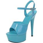 Stivali larghezza E eleganti blu numero 42 con strass con tacco sopra i 9 cm con tacco per Donna 
