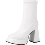 Stivali eleganti bianchi numero 42 di gomma con tacco da 5 cm a 7 cm con tacco per Donna 
