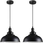 iDEGU Set di 2 lampade a sospensione industriale, lampadario da soffitto vintage E27, in metallo, da soffitto, per cucina, sala da pranzo, soggiorno, ristorante, diametro 29 cm, colore: bianco
