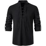 Magliette & T-shirt punk nere L in misto cotone traspiranti lavabili in lavatrice manica lunga con scollo a V per Uomo 