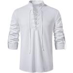 Magliette & T-shirt casual bianche XXL taglie comode in misto cotone traspiranti lavabili in lavatrice manica lunga con scollo a V per Uomo 