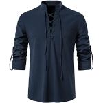 Magliette & T-shirt punk blu XXL taglie comode in misto cotone traspiranti lavabili in lavatrice manica lunga con scollo a V per Uomo 