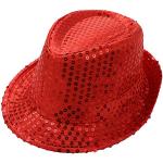 Cappelli fedora 54 rossi con paillettes traspiranti per festa 