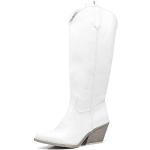 Stivali texani larghezza A scontati bianchi numero 40 in similpelle per Donna 