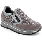 Sneakers larghezza E casual grigie numero 38 in pelle di camoscio con cerniera con cerniera per Donna Igi&Co 