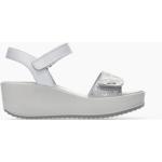 Sandali estivi larghezza E scontati bianchi numero 37 di pelle chiusura velcro con tacco da 5 cm a 7 cm per Donna Igi&Co 