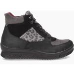 Sneakers alte larghezza E grigie numero 38 in pelle di camoscio leopardate con stringhe per Donna Igi&Co 