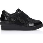Sneakers invernali larghezza E scontate nere numero 39 in pelle di camoscio zebrate con allacciatura elasticizzata per Donna Igi&Co 