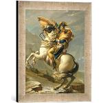 'IMMAGINE incorniciata di Jacques Louis David "Napoleon (1769 – 1821) überquert le Alpi il Saint Bernard Pass, 20 maggio 1800, C.1800 – 01, stampata, 30 x 40 cm, nel quadro immagini fatti a mano di alta qualità argento Raya