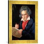 'IMMAGINE incorniciata di Joseph Karl Stieler "Ludwig Van Beethoven (1770 – 1827) Composing His' Missa sole mnis ', 1819, stampata, 30 x 40 cm, nel quadro immagini fatti a mano di alta qualità oro Raya