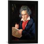 'IMMAGINE incorniciata di Joseph Karl Stieler "Ludwig Van Beethoven (1770 – 1827) Composing His' Missa sole mnis ', 1819, stampata nel quadro immagini fatti a mano di alta qualità, 30 x 40 cm, colore: nero opaco