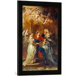 'IMMAGINE incorniciata di Peter Paul Rubens "Ildefonso Altar, medio da tavola: Maria sembra il sacro Ildefonso, stampata nel quadro immagini fatti a mano di alta qualità, 40 x 60 cm, colore: nero opaco