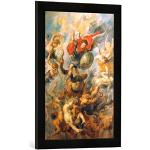 'IMMAGINE incorniciata di Peter Paul Rubens "l' angelo caduta. Arcangelo Michele in lotta contro la separatista angelo, stampata nel quadro immagini fatti a mano di alta qualità, 40 x 60 cm, Nero Opaco