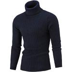 Maglie blu navy M taglie comode di lana merino a collo alto manica lunga con cappuccio per Uomo 