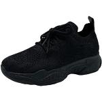 Sneakers larghezza E casual nere numero 41 di pelle con stringhe impermeabili per l'estate platform per Donna 