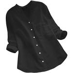 Magliette & T-shirt eleganti nere L taglie comode di cotone con paillettes mezza manica con scollo a V per Donna 