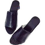 Pantofole larghezza A eleganti nere numero 43 di pelle chiusura velcro con tacco sopra i 9 cm antiscivolo per l'estate per Donna 