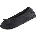 Pantofole eleganti nere taglie comode in pelle di camoscio traspiranti per Natale da viaggio per Donna Isotoner 