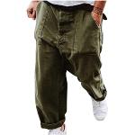 Pantaloni tuta militari verde militare L taglie comode per Uomo 