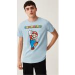 Magliette & T-shirt azzurre XL di cotone con scollo tondo con scollo rotondo per Uomo Super Mario Mario 