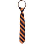 Jacob Alexander Stripe Woven Boys 14" College Striped Zipper Tie - Orange Navy