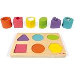 Janod - Puzzle 6 Cubi Sensoriali I Wood (Legno), Giocattoli Educativi, per Imparare Le Forme e I Colori, Pittura Ad Acqua, Etichetta FSC® - Da 1 Anno in su, J05332