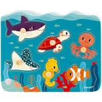 Puzzle di legno a tema squalo per bambini per età 12-24 mesi Janod 