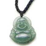 JCA00318 - Agathe Creation - Collana in giada con Buddha sorridente, in pietra di giada naturale (categoria "A"), porta felicità, fatto a mano