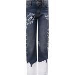 Jeans blu con stampa bianca