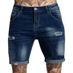 Bermuda jeans steampunk blu scuro XL taglie comode di cotone a quadri traspiranti per l'estate per Uomo 