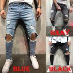 Jeans skinny neri 3 XL taglie comode di cotone lavabili in lavatrice per Uomo 