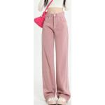 Jeans rosa 3 XL taglie comode di cotone lavabili in lavatrice a vita alta per Donna 