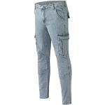 Jeans slim militari blu M taglie comode patchwork per l'estate per Uomo Generic 