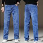 Jeans larghi azzurri taglie comode da lavare a mano per l'autunno per Uomo 