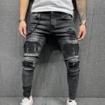 Jeans slim neri 3 XL taglie comode in denim lavabili in lavatrice per Uomo 