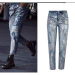 Jeans slim casual blu XXL taglie comode patchwork con paillettes lavabili in lavatrice per Donna 