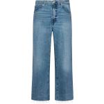 Jeans blu di cotone con frange a vita alta Frame 
