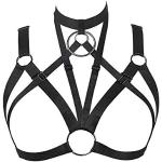 JELINDA Body Harness per le Donne Gabbia Cupless Reggiseno Lingere Pentagram Goth Accessori 097 Nero Taglia unica