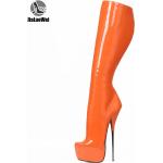 Stivali larghezza E arancioni numero 40 con tacco per Donna 