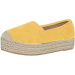 Scarpe eleganti gialle numero 41 taglie comode con strass con punta aperta con stringhe da barca per Donna 