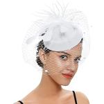Cappelli eleganti bianchi S in organza per sposa con veletta per Donna 